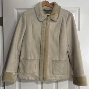 Ann Taylor Cream Faux Shearling Jacket